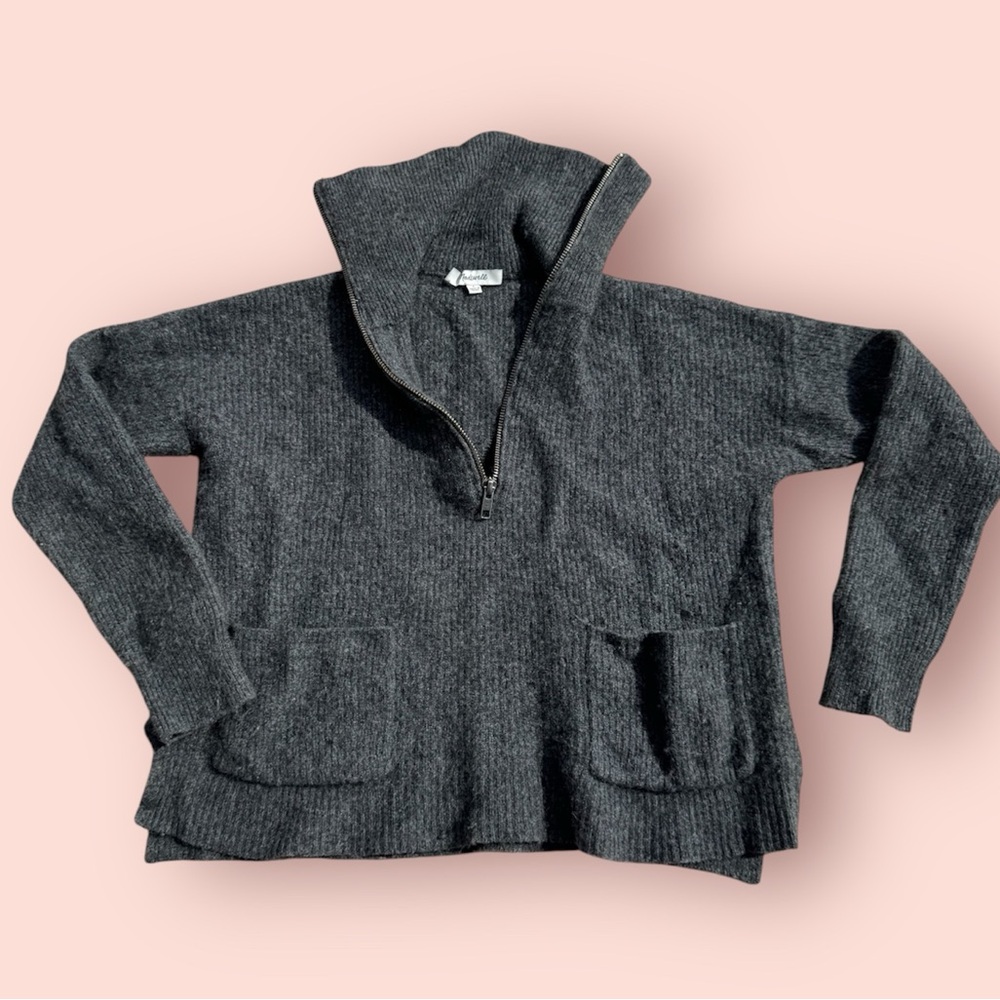 Madewell Merino Wool Blend Gray Cropped Pull Over Sweater